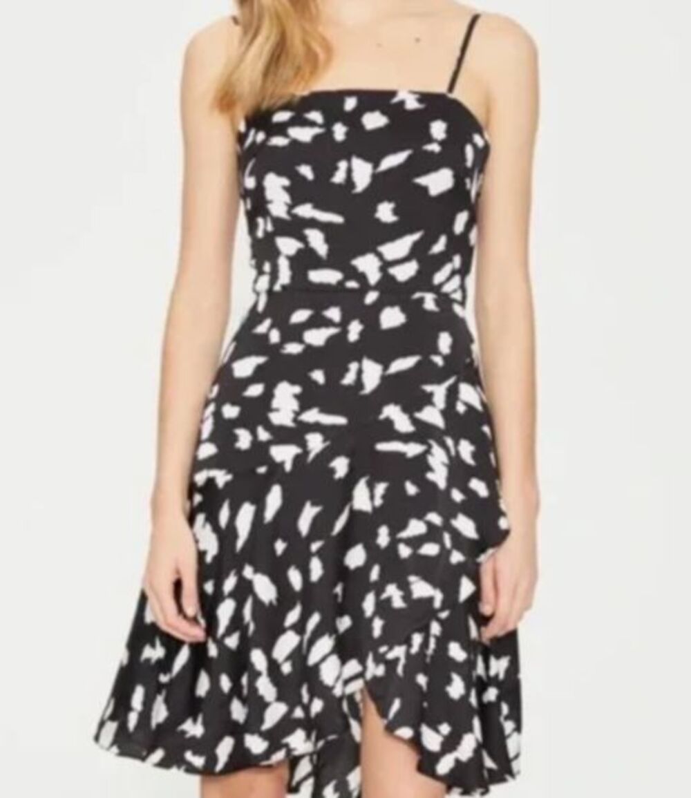 Cooper St Black and White Wildcat Animal Print Faux Wrap Dress Size 6